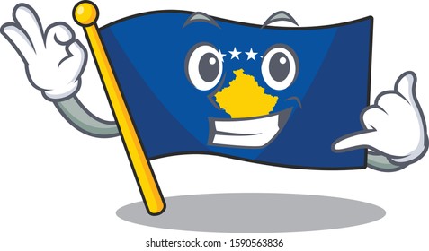 Call me cute flag kosovo mascot cartoon style