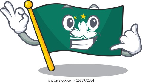Call me cute flag macau mascot cartoon style