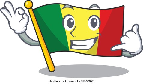 Call me cute flag mali mascot cartoon style