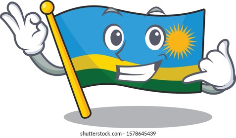 Call me cute flag rwanda mascot cartoon style