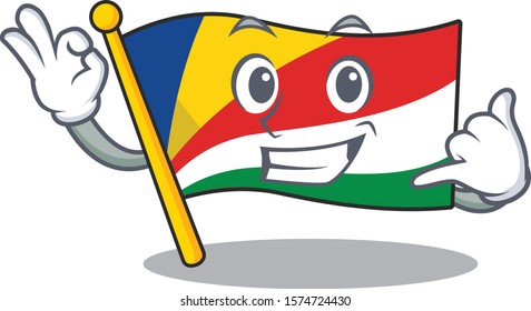 Call me cute flag seychelles mascot cartoon style