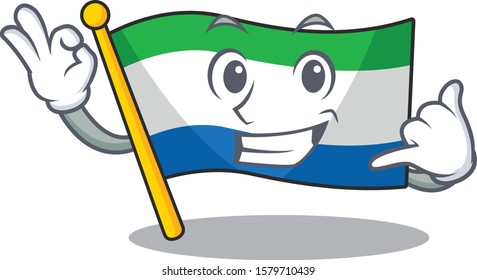 Call me cute flag sierra leone mascot cartoon style