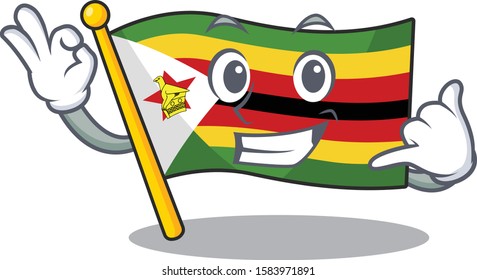 Call me cute flag zimbabwe mascot cartoon style