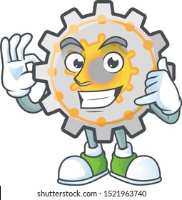 Call me cute gear cog in character mascot