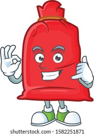 Call me cute santa bag close mascot cartoon style