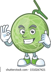Call me design melon cartoon character for fruit logo.