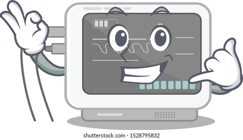 Call me ecg machine in the mascot shape