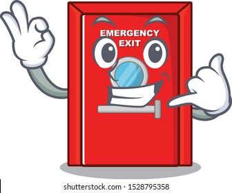 Call me emergency exit door with cartoon shape
