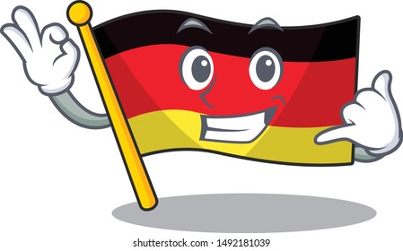 Call me flag germany mascot folded on cartoon table