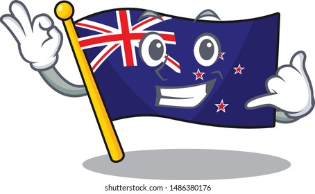 Call me flag new zealand in cartoon drawer