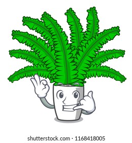 Call me fresh fern branch isolated on mascot