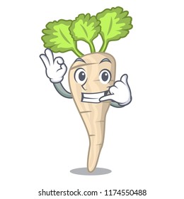 Call me fresh organic parsnip vegetable cartoon style
