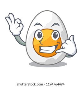 Call me freshly boiled egg isolated on mascot cartoon