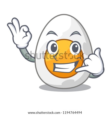 Call me freshly boiled egg isolated on mascot cartoon