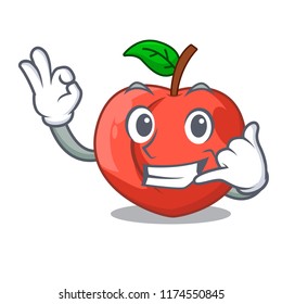 Call me fruit of nectarine isolated on mascot