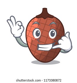 Call me fruits mauritia flexuosa isolateed on cartoon