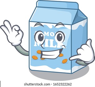 Call me funny almond milk cartoon character concept