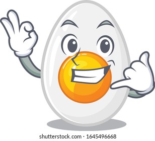 Call me funny boiled egg cartoon character concept