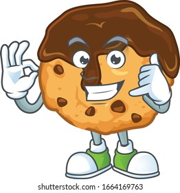 Llámame patatas de chocolate divertidas al estilo de foto de mascota de crema