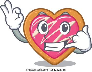Call me funny cookie heart cartoon character concept