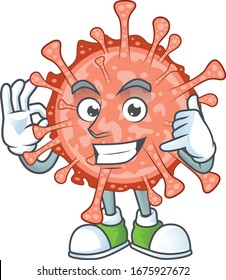 Call me funny gesture bulbul coronavirus mascot cartoon design