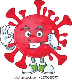 Call me funny gesture coronavirus amoeba mascot cartoon design