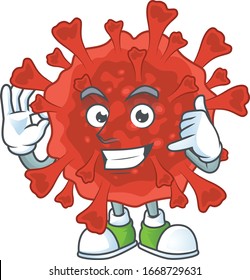 Call me funny gesture red corona virus mascot cartoon design