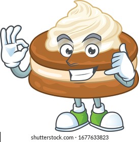 Call me funny gesture white cream alfajor mascot cartoon design