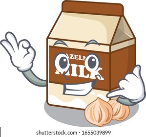 Call me funny hazelnut milk cartoon character concept