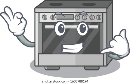 Call me funny kitchen stove cartoon character concept