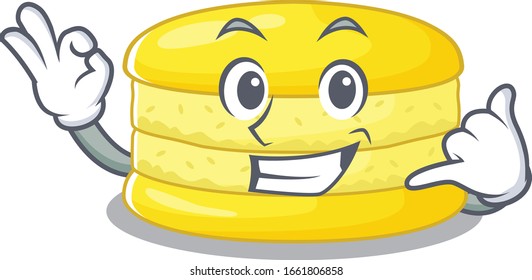 Call me funny lemon macaron cartoon character concept