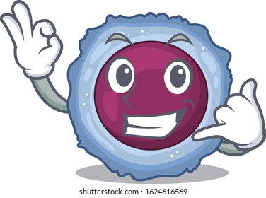 Call me funny lymphocyte cell mascot picture style