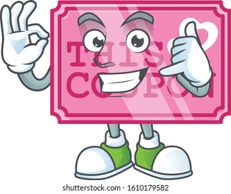 Call me funny pink love coupon mascot picture style