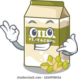 Call me funny pistachio milk cartoon character concept