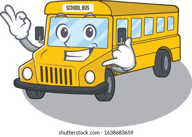 Call me funny school bus cartoon character concept