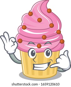 Call me funny strawberry cupcake cartoon character concept