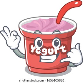 Call me funny yogurt cartoon character concept