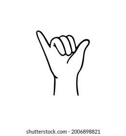 Call me gesture human hand. Vector doodle illustration.