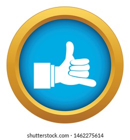Call me gesture icon blue vector isolated on white background for any design