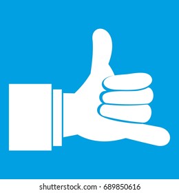 Call me gesture icon white isolated on blue background vector illustration