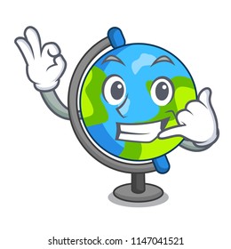 Call me globe mascot cartoon style