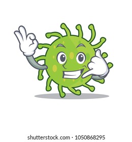 Call me green bacteria mascot cartoon