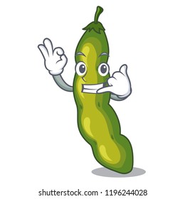Call me green beans pod isolated on mascot