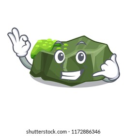 Call me green rock moss isolated on cartoon
