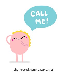 Call me hand drawn vector illustration in cartoon comic style man shouting speech bubble meeting