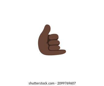 Call me Hand Emoji Gesture Dark Skin Tone. Dark Skin Tone Call me Hand emoticon gesture