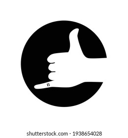 Call Me Hand Gesture Black Glyph Icon. Shaka Brah Symbol. Pictogram For Web Page, Mobile App, Promo. UI UX GUI Design Element. Editable Stroke.