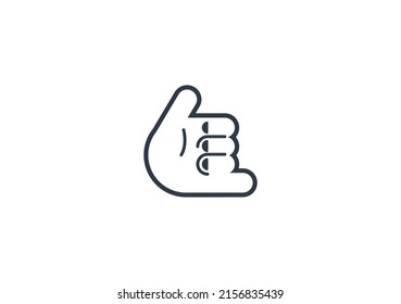 Call Me Hand Gesture Emoticon. Vector Call Me Hand Emoji