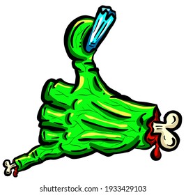 Nennen Sie meine Handgestur, Green Untote Zombie-Handkartoon-Illustration
