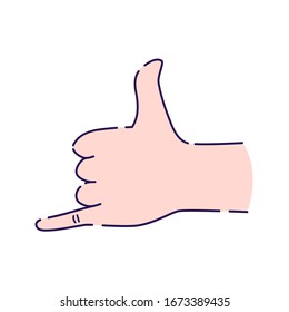 Call Me Hand Gesture Line Icon. Shaka Brah Symbol. Pictogram For Web Page, Mobile App, Promo. UI UX GUI Design Element. Editable Stroke